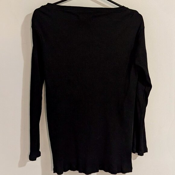 A Pea in The Pod x Grey State Maternity Henley Long Sleeve Shirt (Black) - Picture 10 of 13